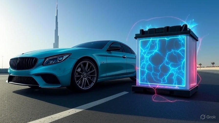 Customer checking online car battery prices in Dubai