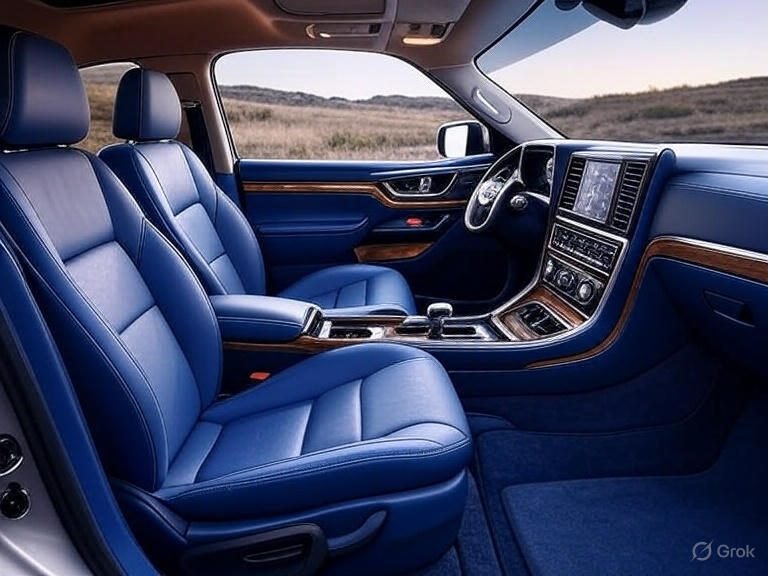 Nissan Patrol 2025 luxury interior with leather seats and modern dashboard in Dubai