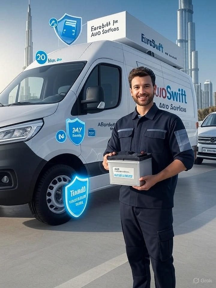 Why choose EuroSwift for car battery replacement in Dubai β fast 20-min service, genuine batteries, 24/7 mobile technicians
