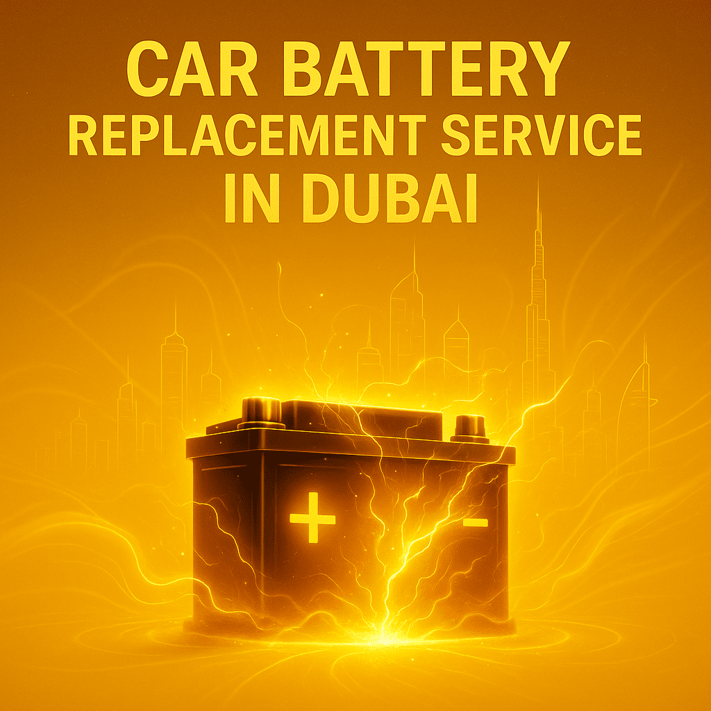 Technician providing quick car battery jump start service in Dubai roadside