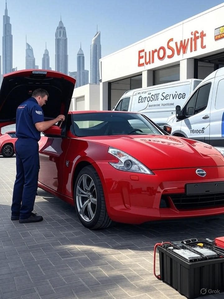 EUROSWIFT technician helping customer who searched “UAE where to buy battery”