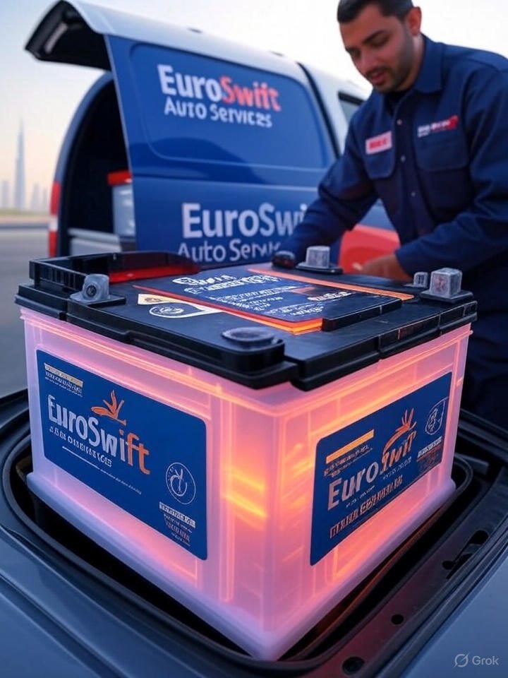 EuroSwift Auto Services provides genuine high-performance car batteries with warranty and on-site replacement across Dubai.