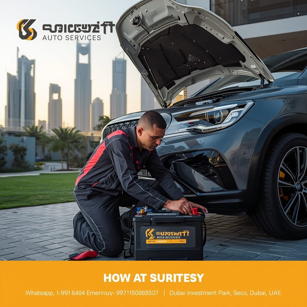 Mobile Car Battery Replacement in Dubai by EuroSwift Auto Services – Fast 20-Min Delivery & Professional Installation