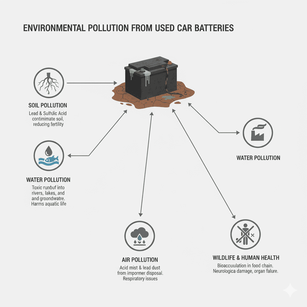 How used car batteries pollute environment