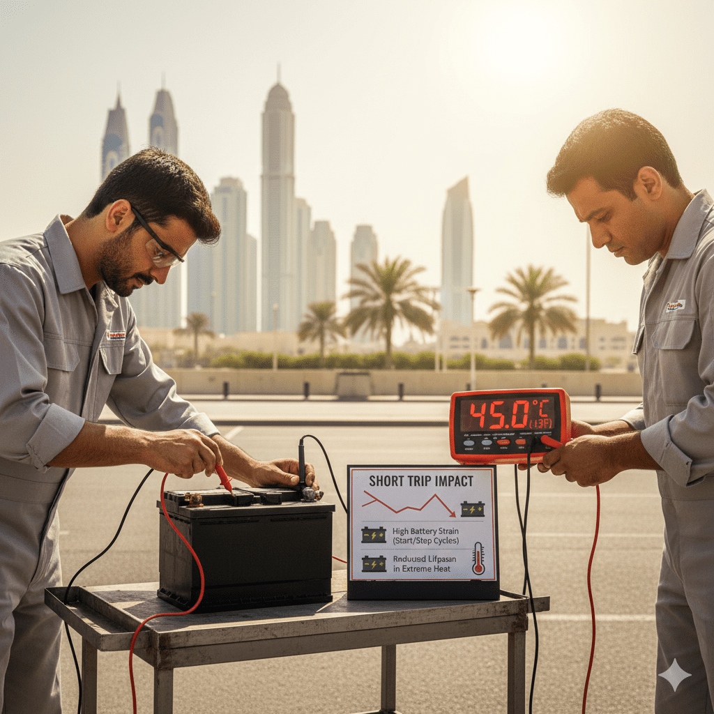 Why Short Trips in Dubai Heat Kill Batteries