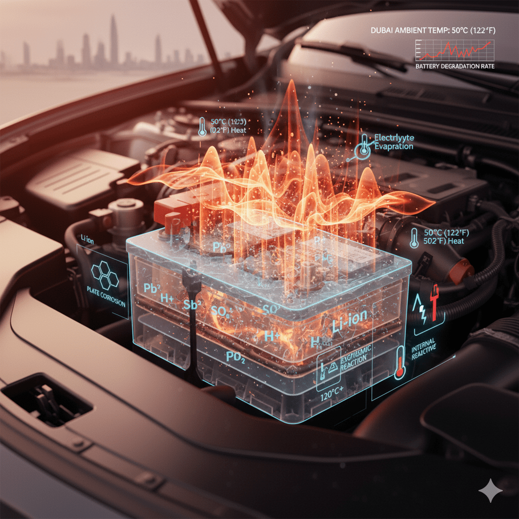 Battery chemical reactions under extreme Dubai temperatures