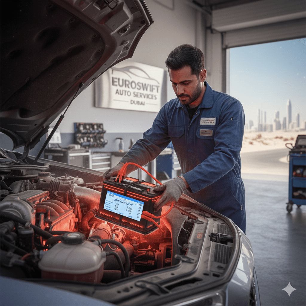 Battery inspection reveals heat-induced capacity loss Battery health test in Dubai to measure degradation