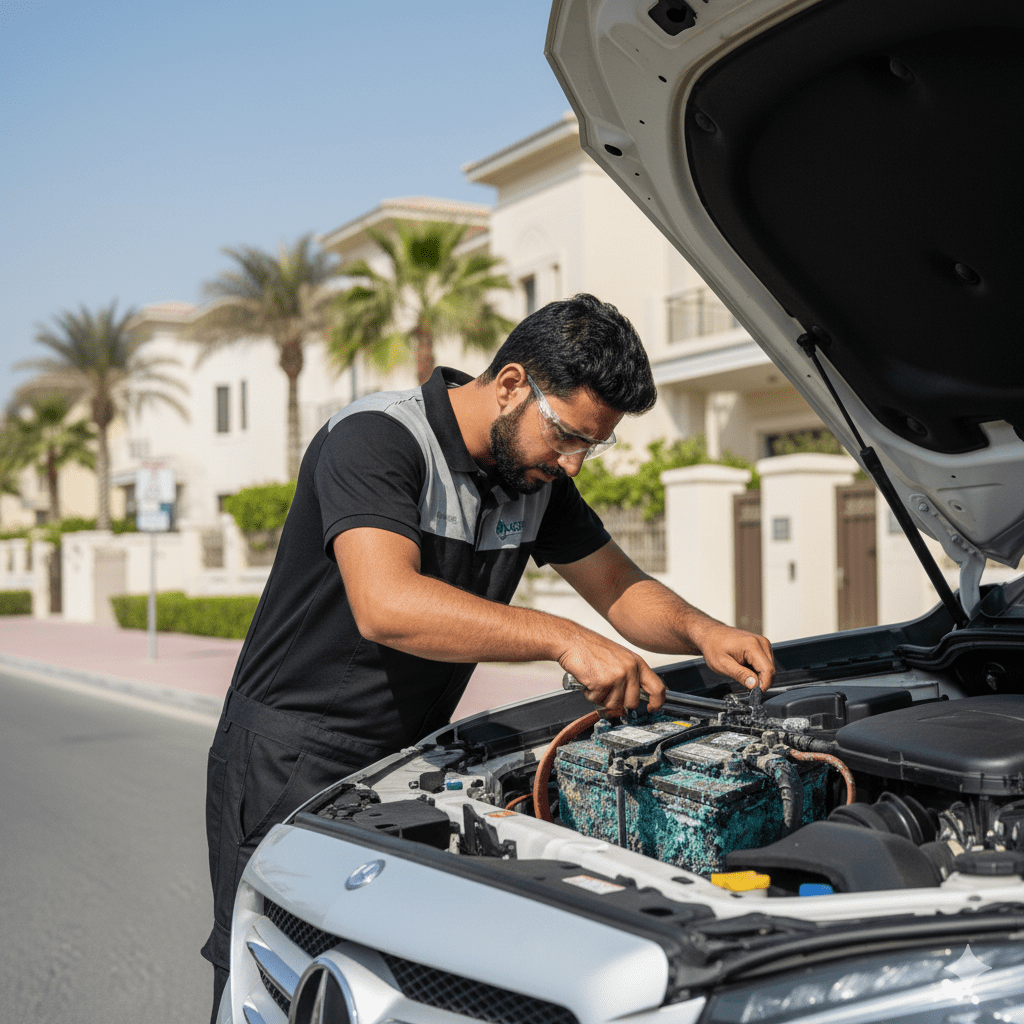 Corroded battery electrodes from prolonged sun parking