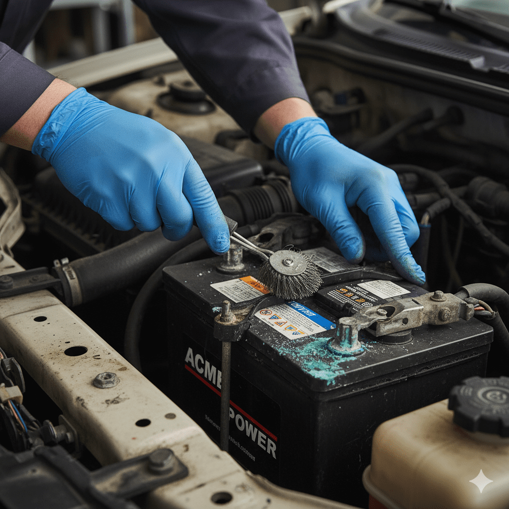 Battery terminal cleaning process