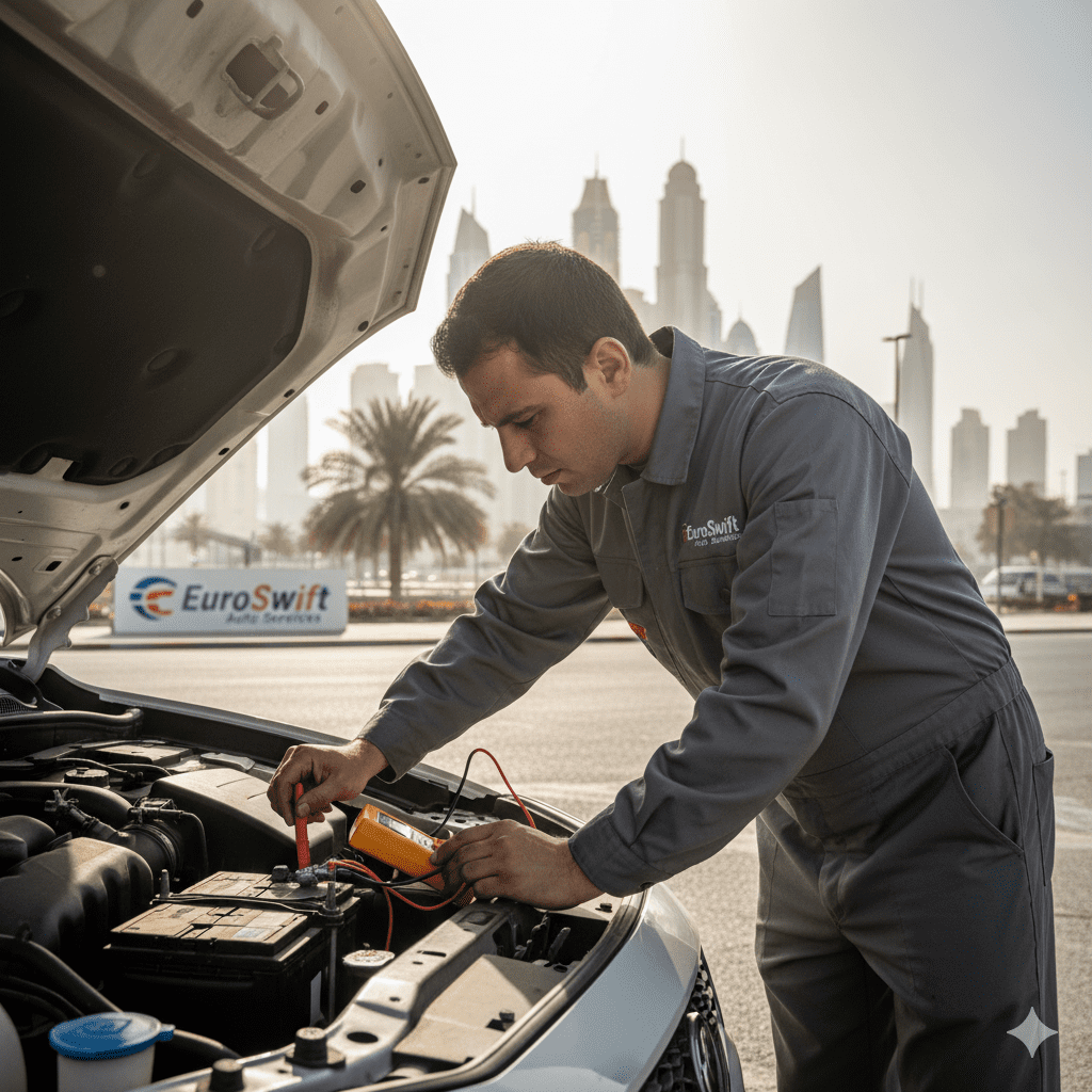 “EuroSwift Auto Services battery check Dubai”