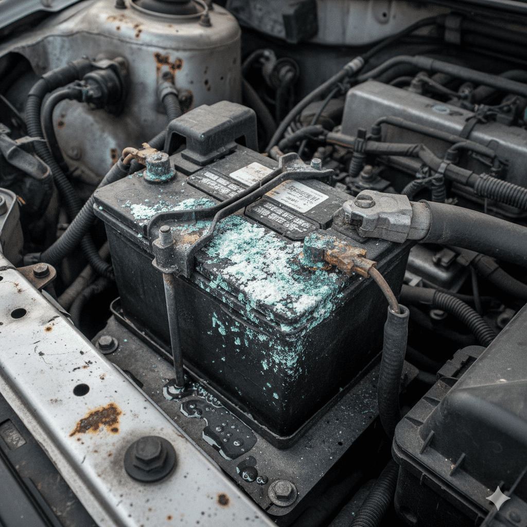 How car battery acid affects metals