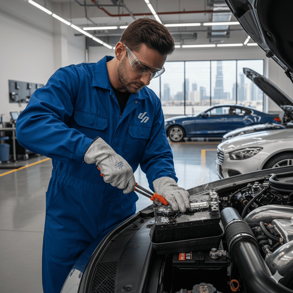 safe car battery replacement Dubai