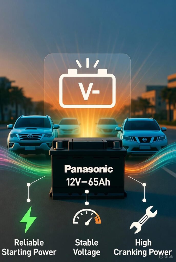 Panasonic 12V–60Ah Car Battery Dubai | Compact SUVs & Diesel Cars