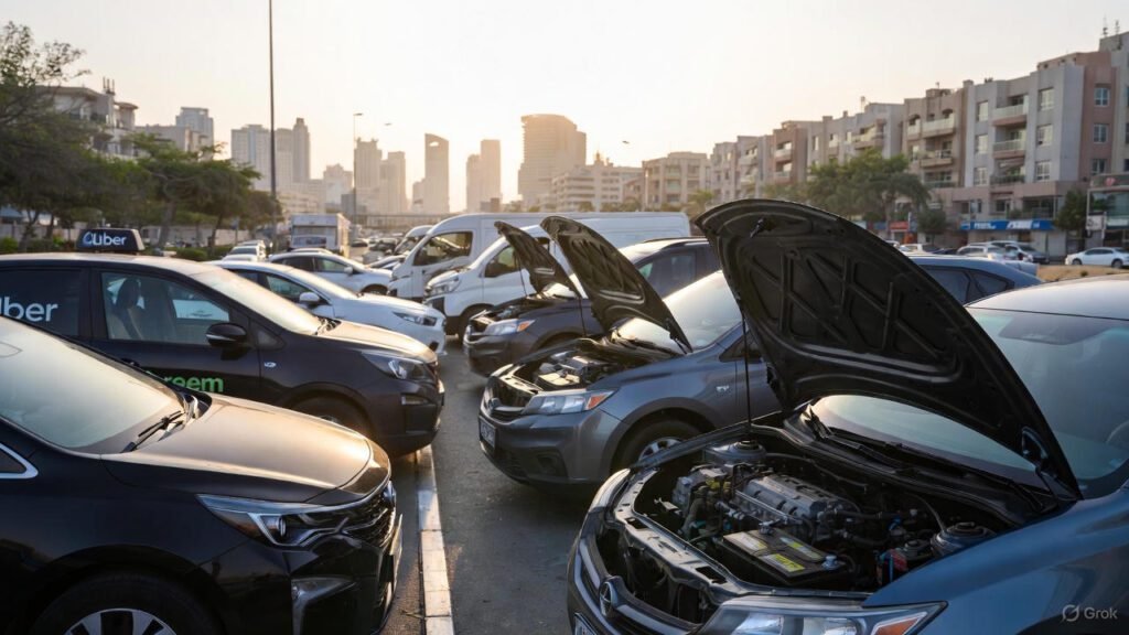 Heavy-duty AGM and EFB car batteries for Uber, Careem, and commercial fleet vehicles in Dubai.