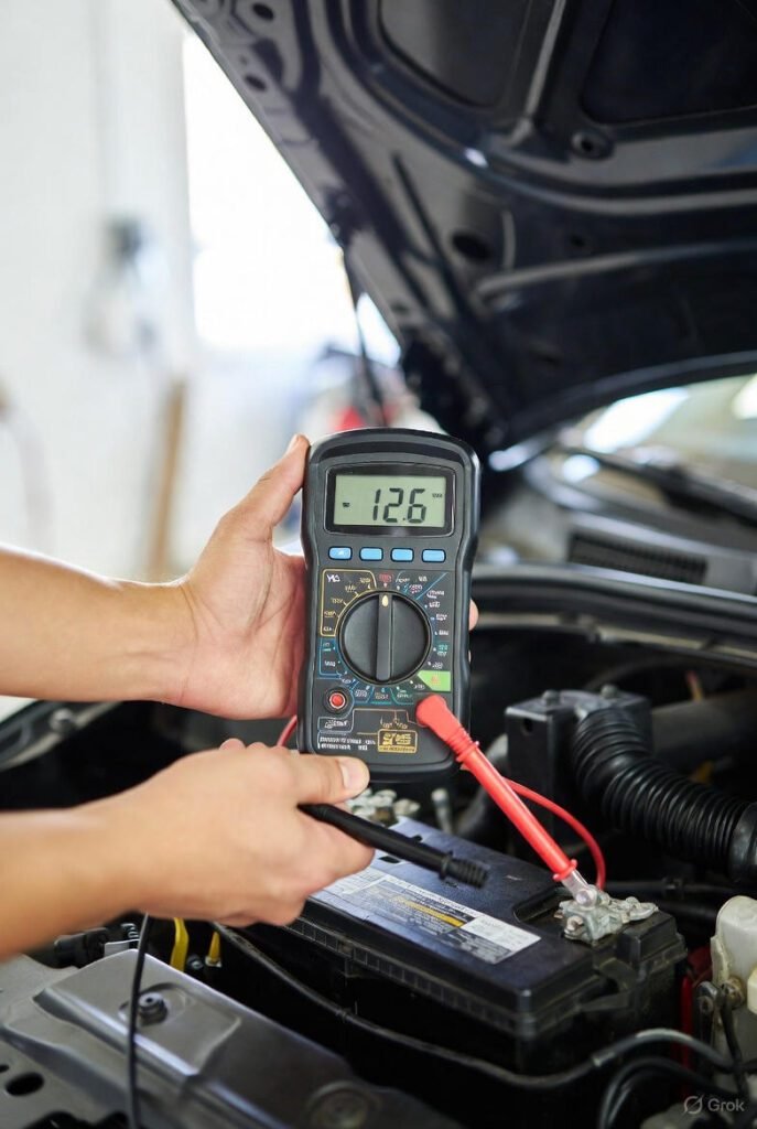 Testing car battery at home using a digital multimeter