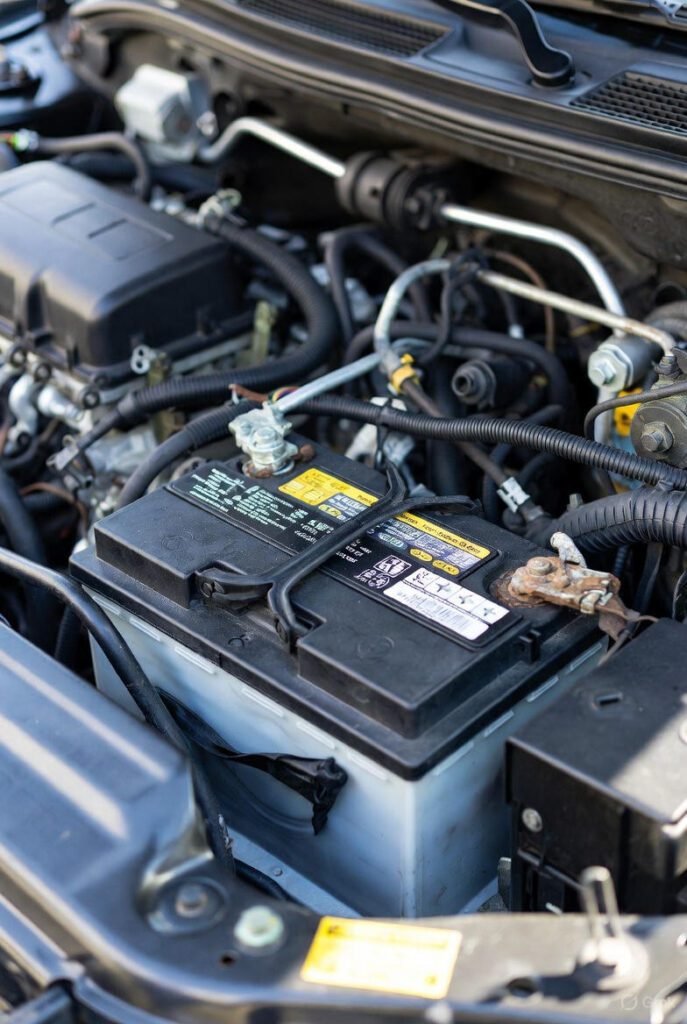 swollen car battery due to heat damage
