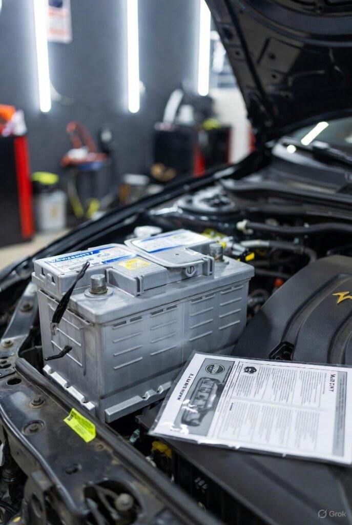 Authorized car battery with warranty seal in Dubai