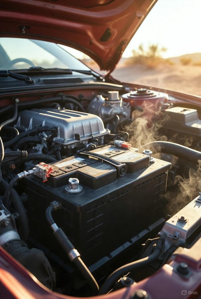 car battery failure due to Dubai heat