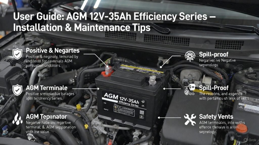 AGM 12V‑35Ah Efficiency Series Battery User Guide with Installation and Maintenance Tips