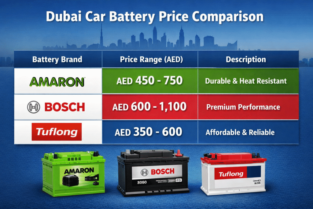 Car battery price comparison Dubai
