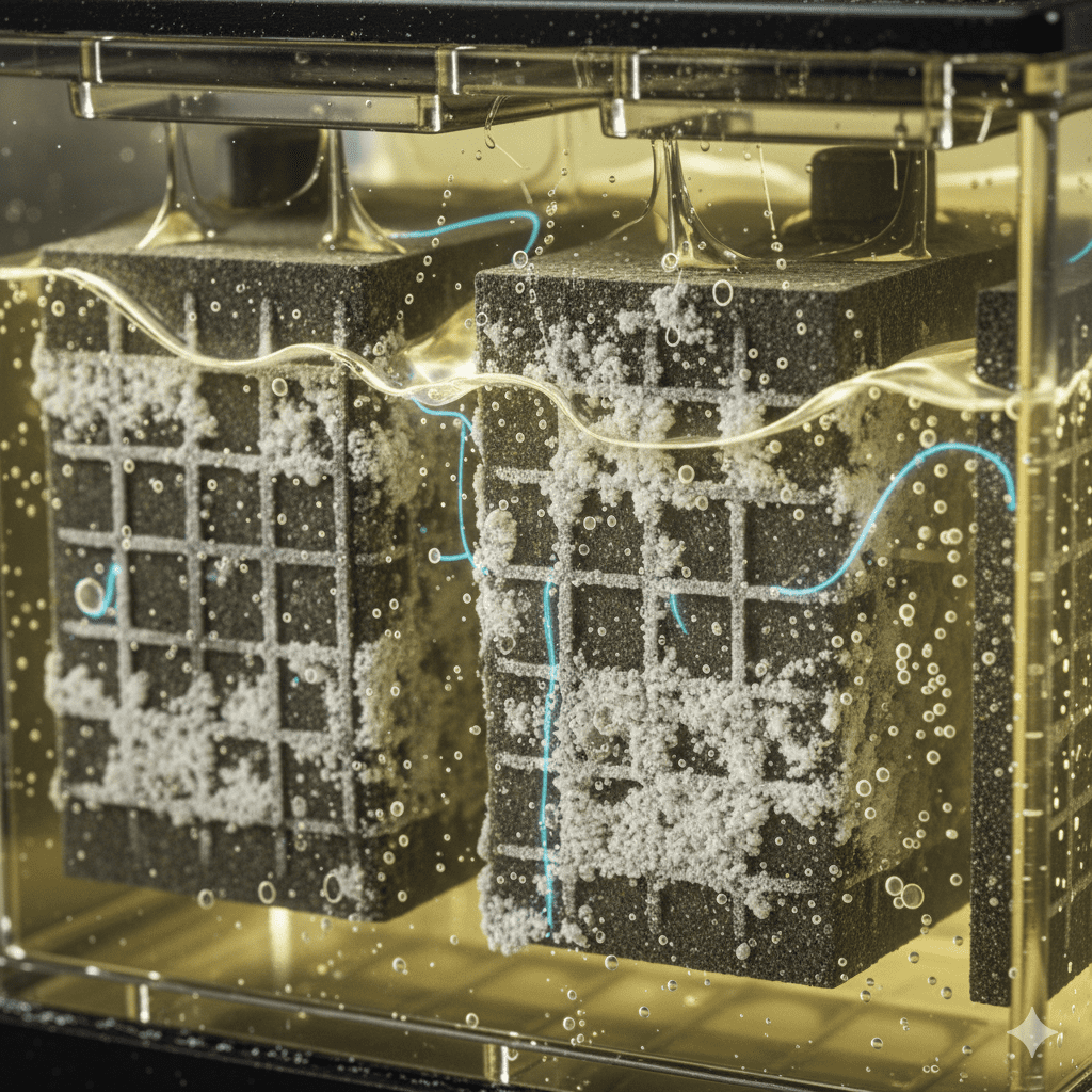 Chemical illustration of battery plate sulfation.