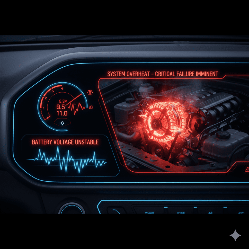 “Thermal stress reduces alternator voltage stability, impacting battery and electronics.” “Heat causing alternator voltage instability in UAE cars.”