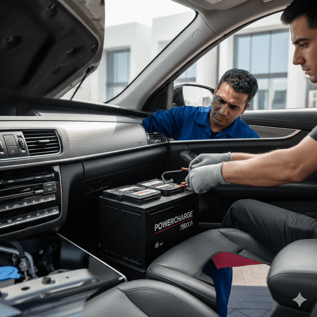 Car battery replacement in Healthcare City Dubai