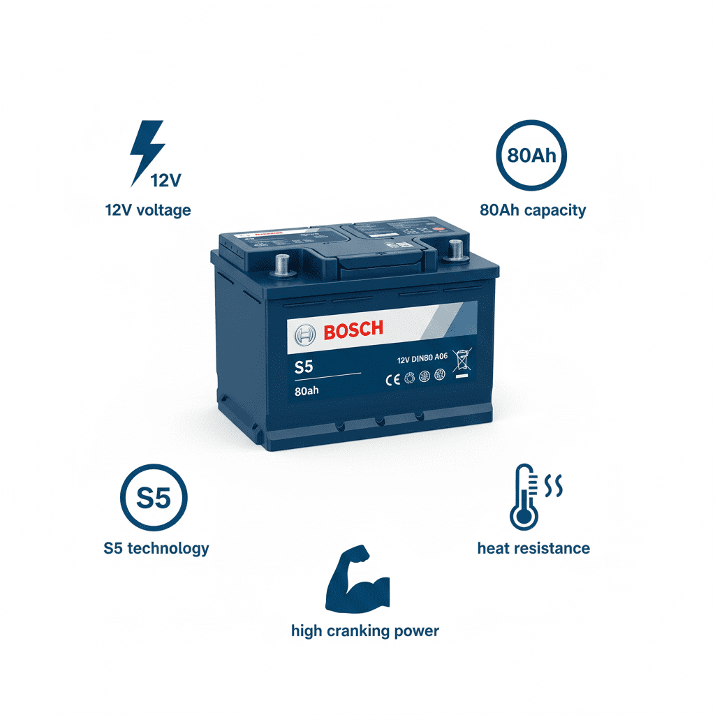 Bosch DIN80 80Ah S5 A06 specifications