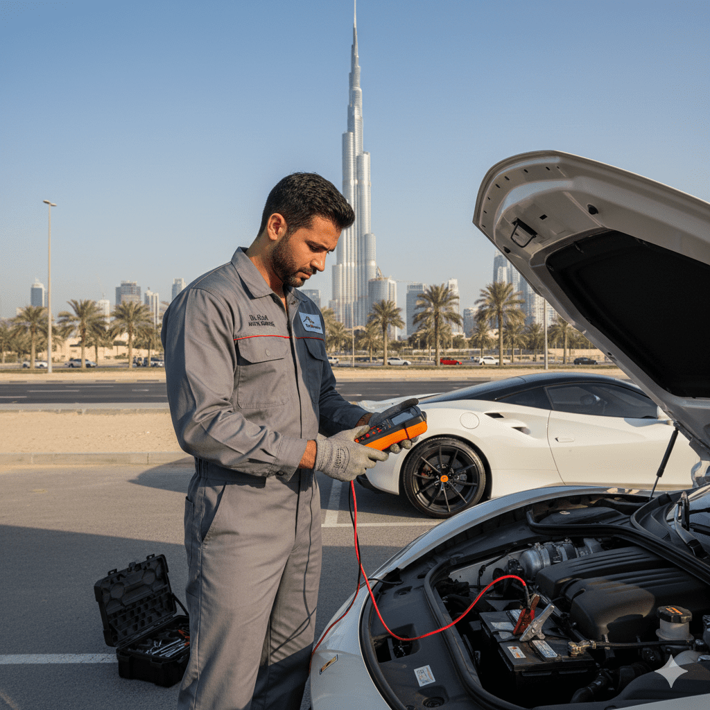 Battery testing near me Dubai by professional technician