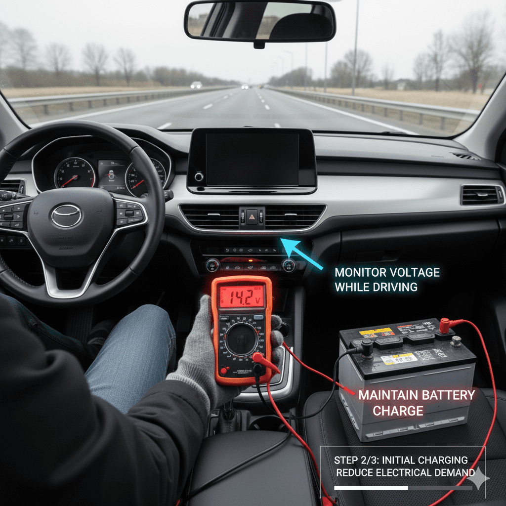 Monitor battery voltage while driving