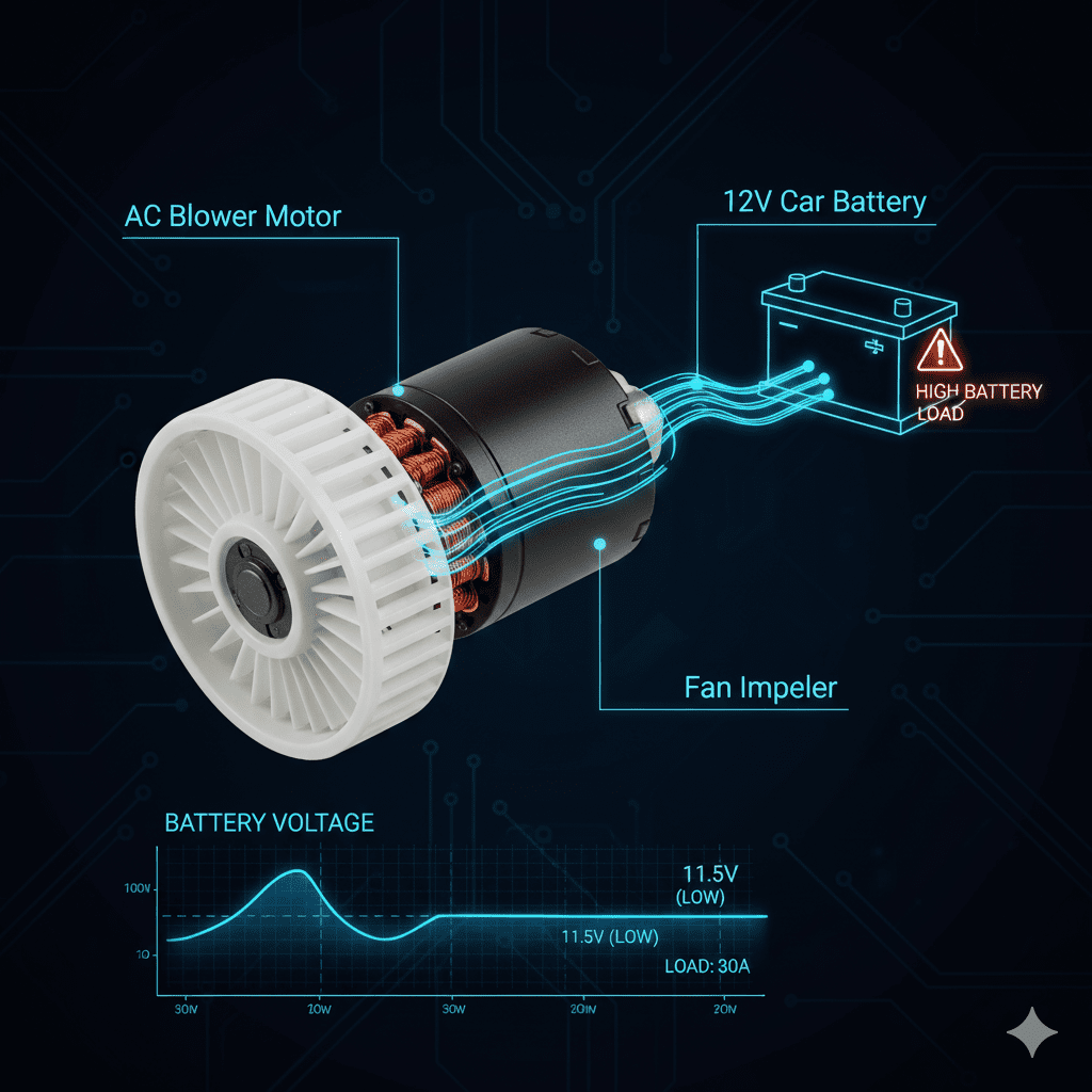 AC blower motor battery load