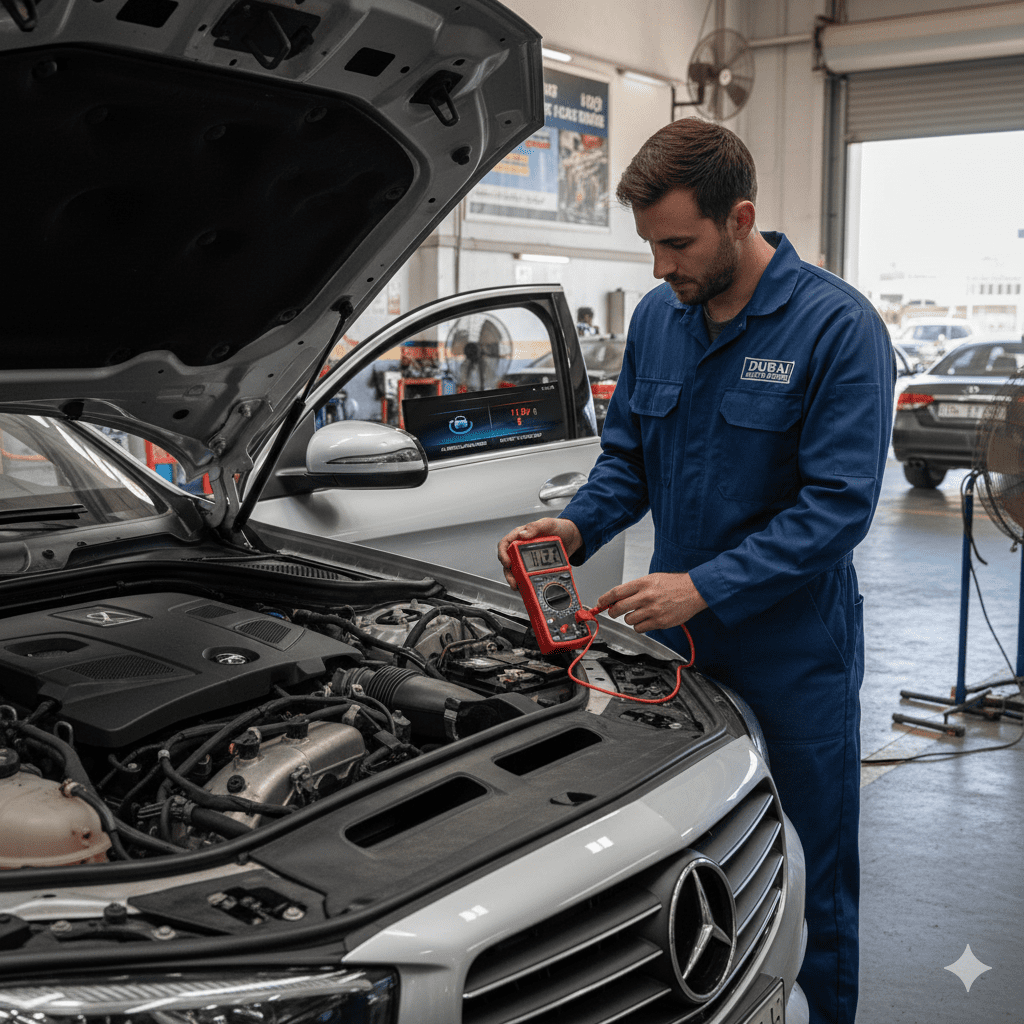 Technician checking battery impact caused by AC recirculation