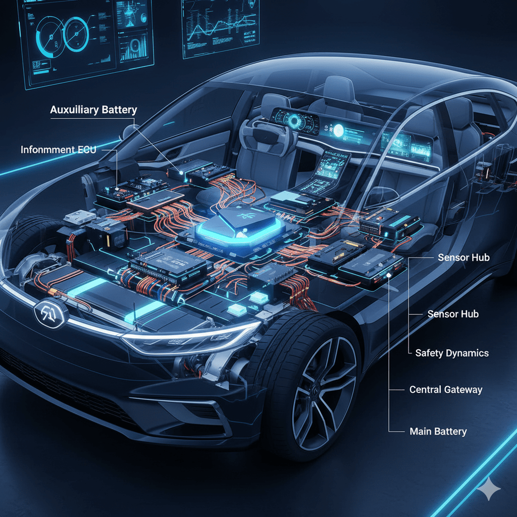 How EV auxiliary battery evolution supports advanced vehicle electronics EV auxiliary battery integrated with electronic control systems