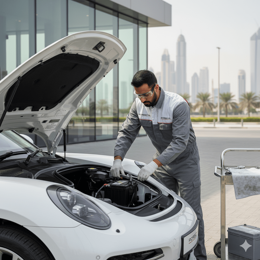 Jaguar car battery replacement service in Dubai
