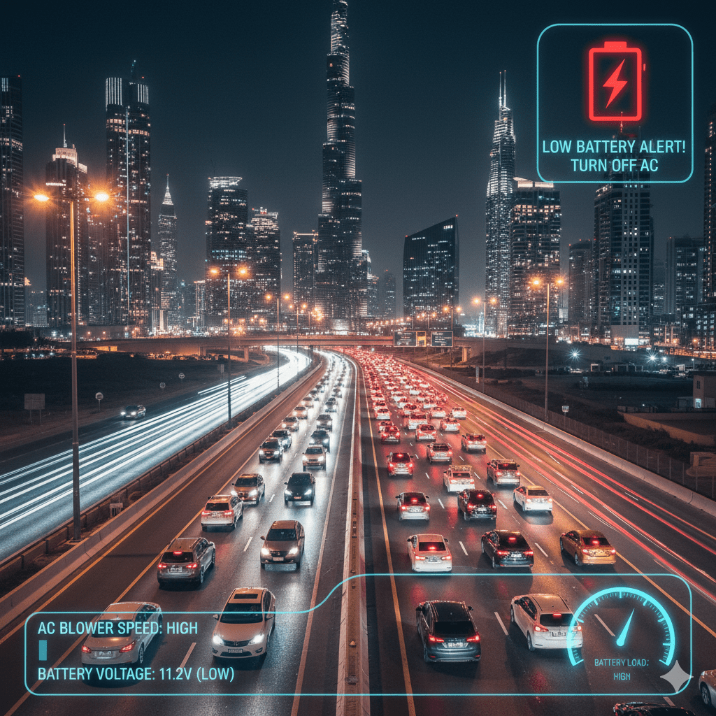 AC blower speed battery drain in hot climate