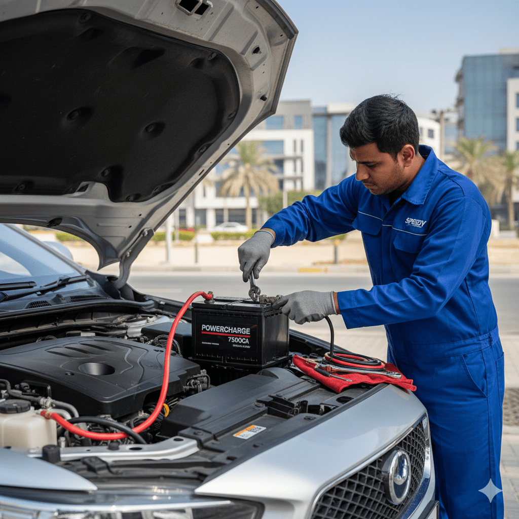 Car battery replacement in Silicon Park Dubai