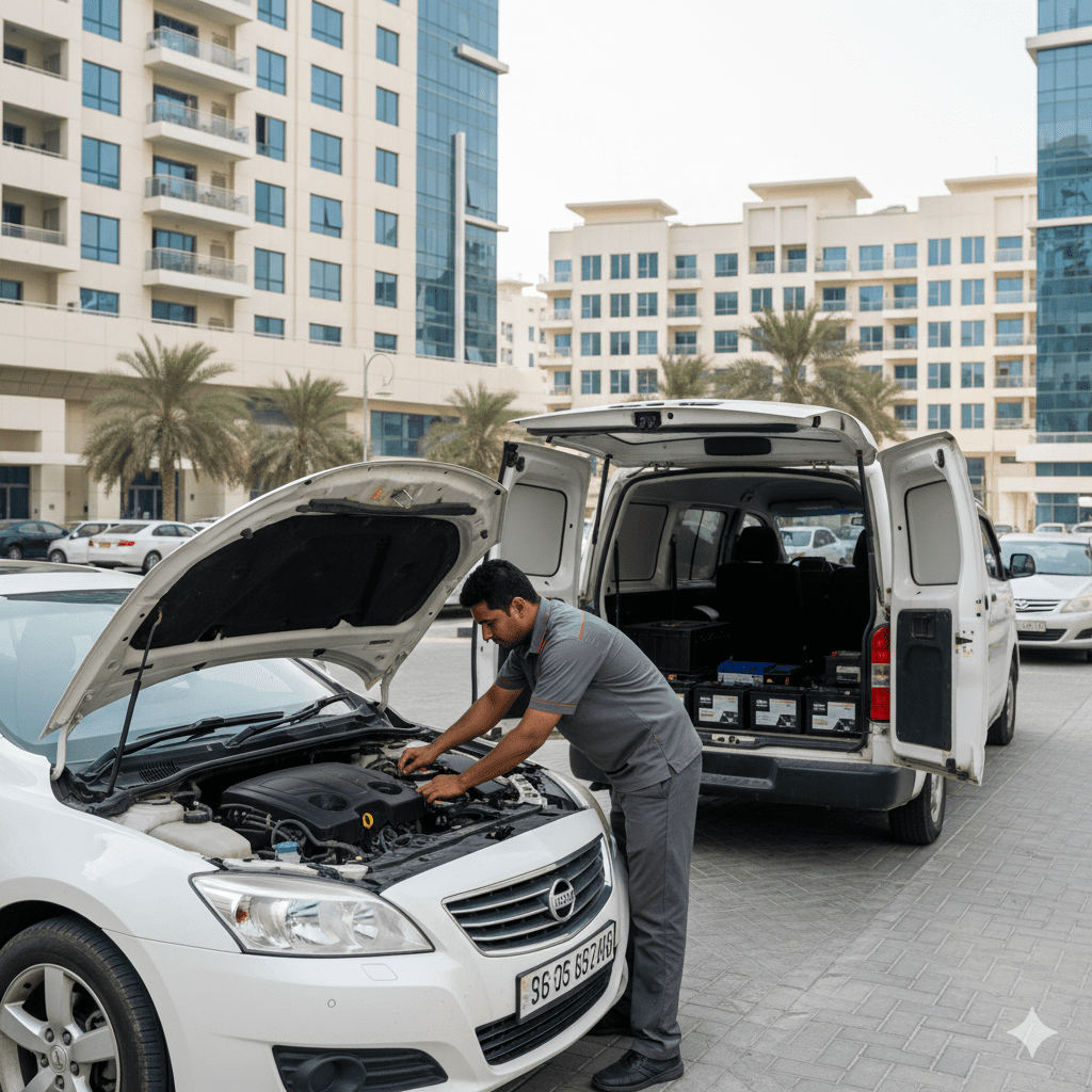 Car battery replacement in Liwan Dubai