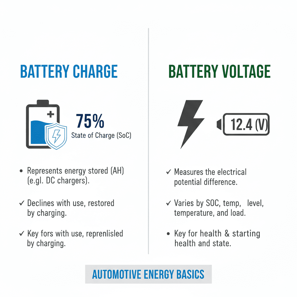 Charge vs voltage comparison table