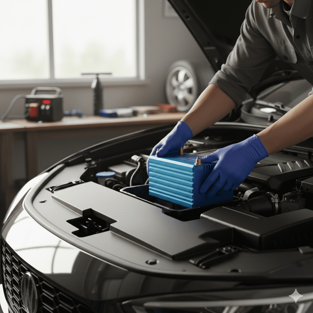 Installing a lithium car battery in a hybrid vehicle