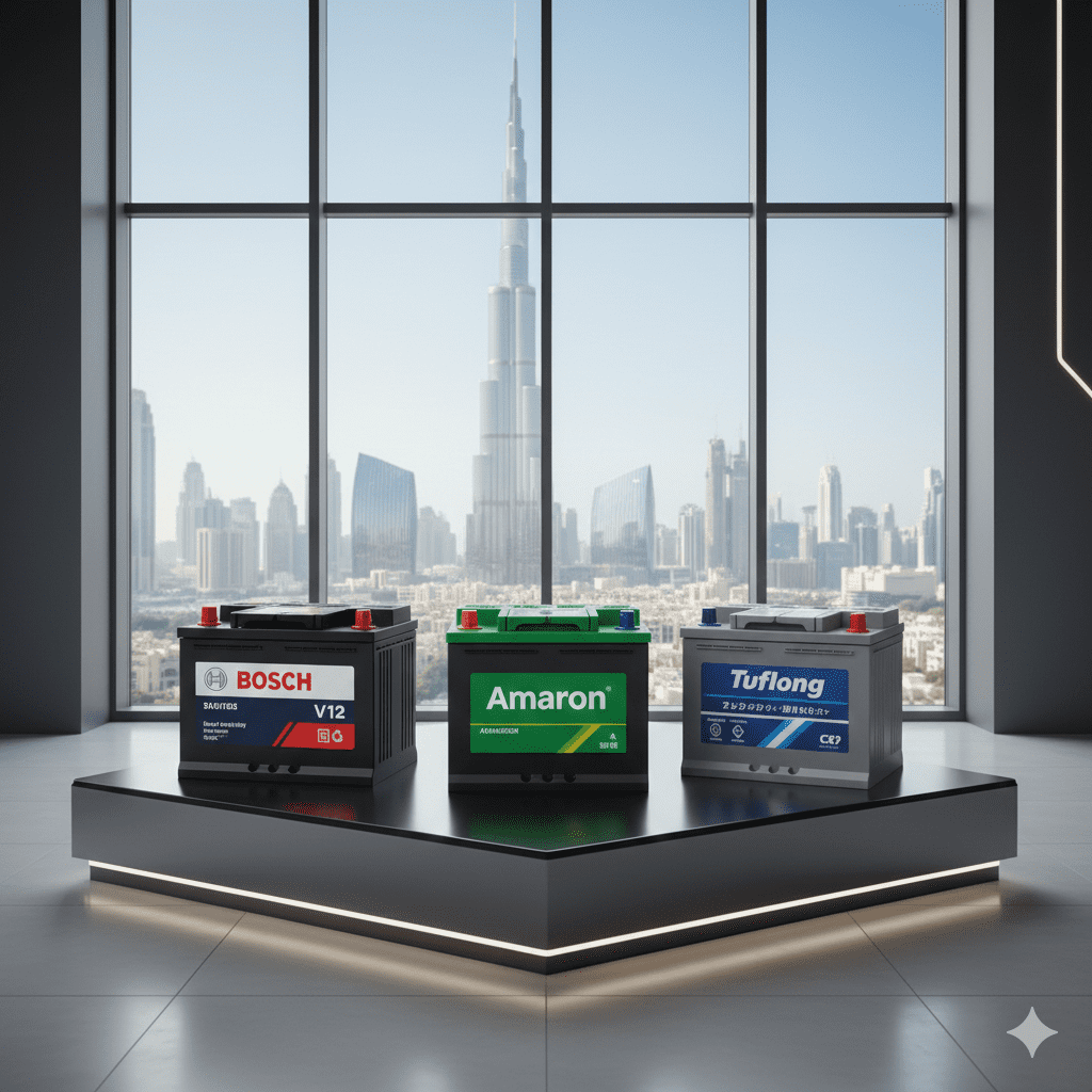 Bosch, Amaron, and Tuflong car batteries Dubai