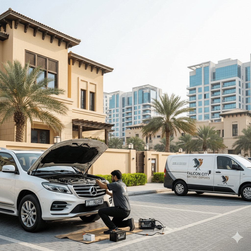 Car battery replacement in Falcon City Dubai
