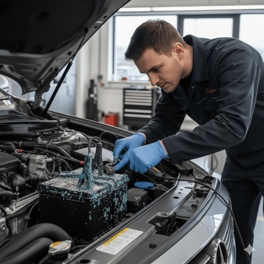 Battery terminal corrosion causing electrical issues