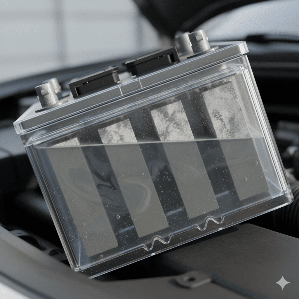 Uneven battery fluid due to parking angle