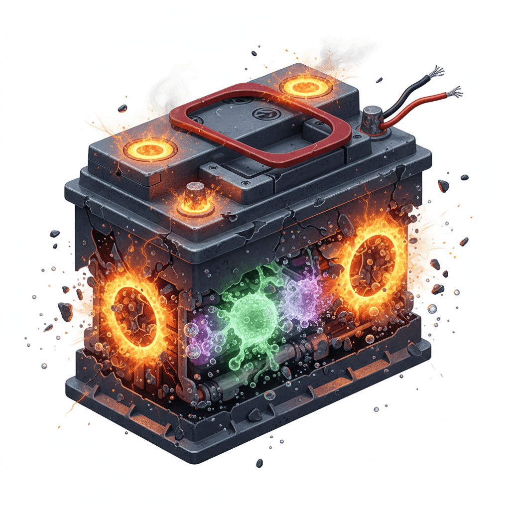 Car battery damaged by high-voltage surge