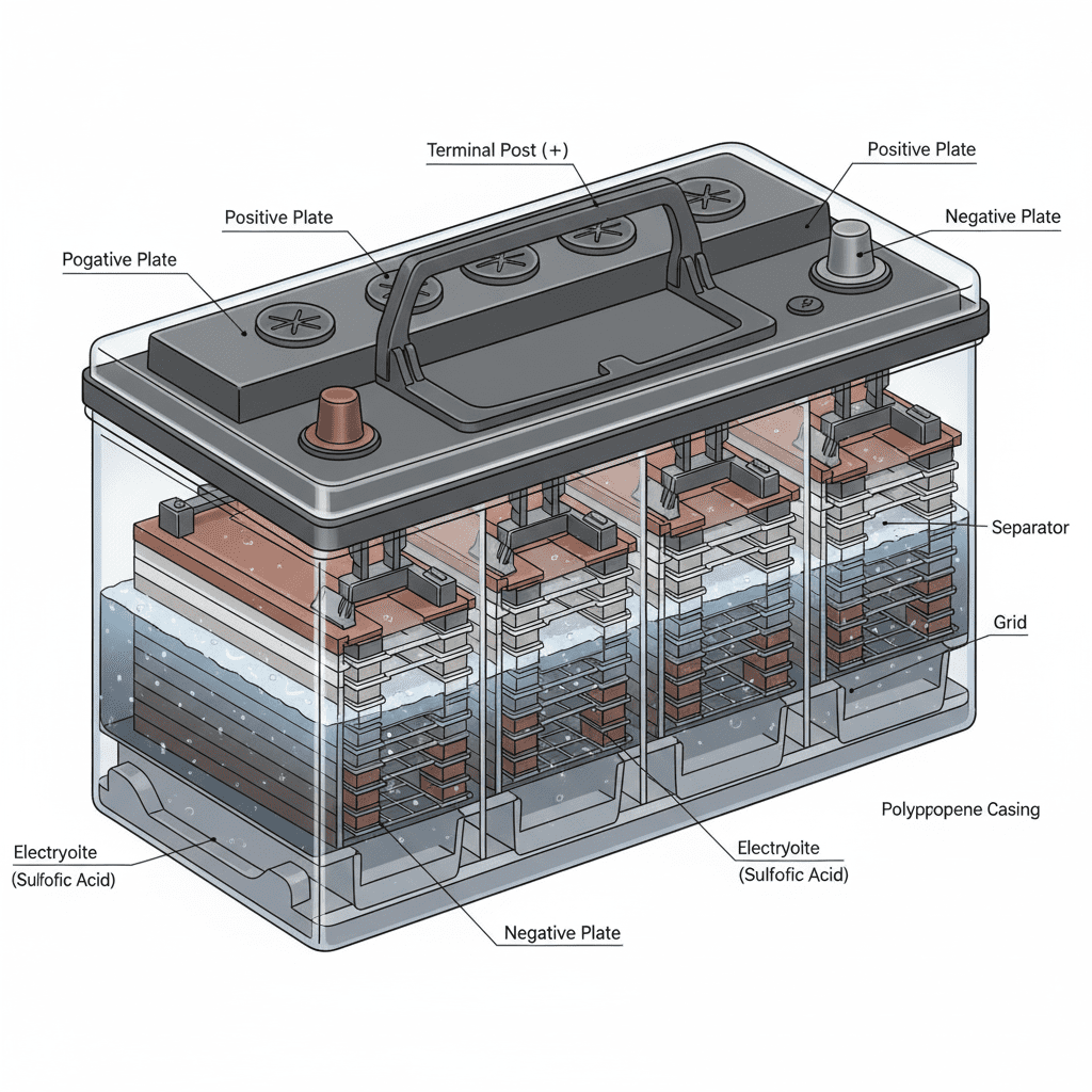 Internal Structure of a Car Battery