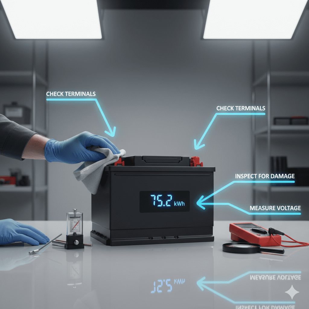 Inspect and clean car battery terminals