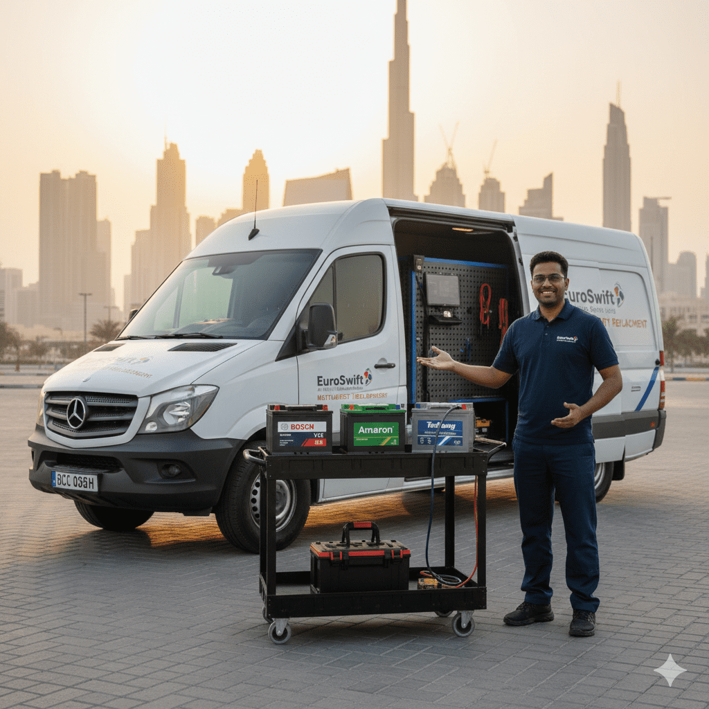 EuroSwift Auto Services Bosch Amaron Tuflong battery Dubai