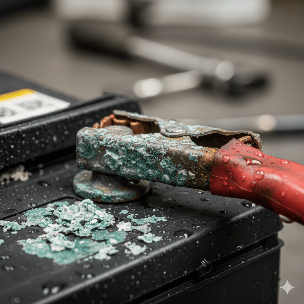 Battery corrosion due to moisture