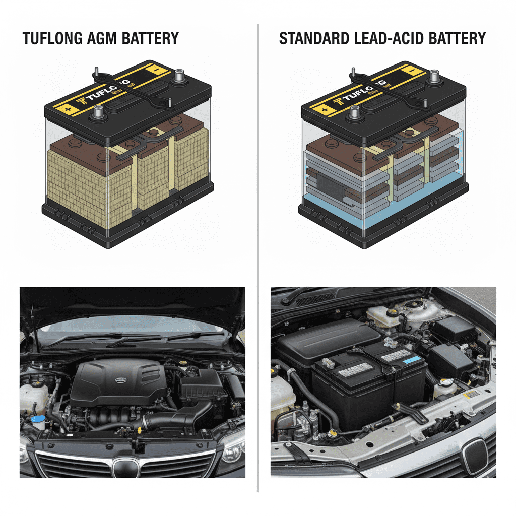 TUFLONG AGM Battery vs standard lead-acid battery comparison