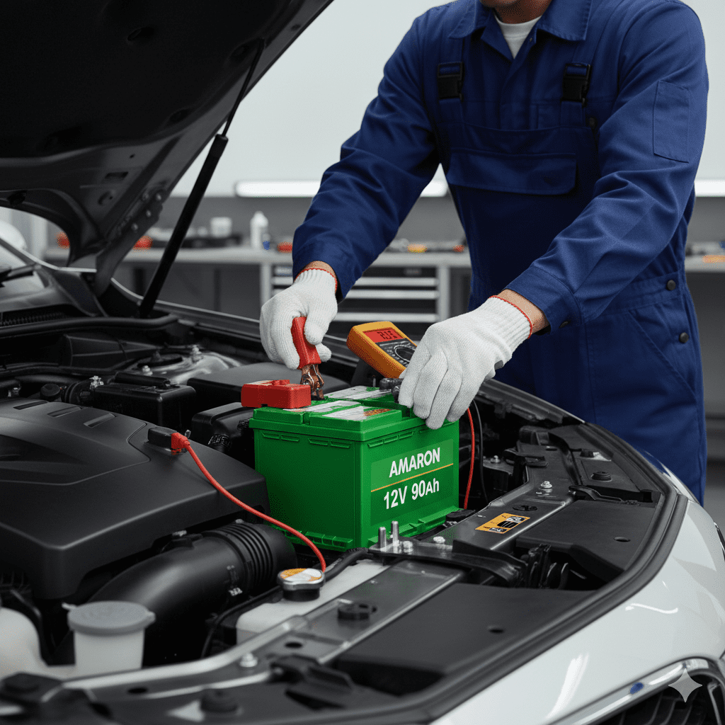 Amaron Battery 12V 90Ah replacement with proper installation